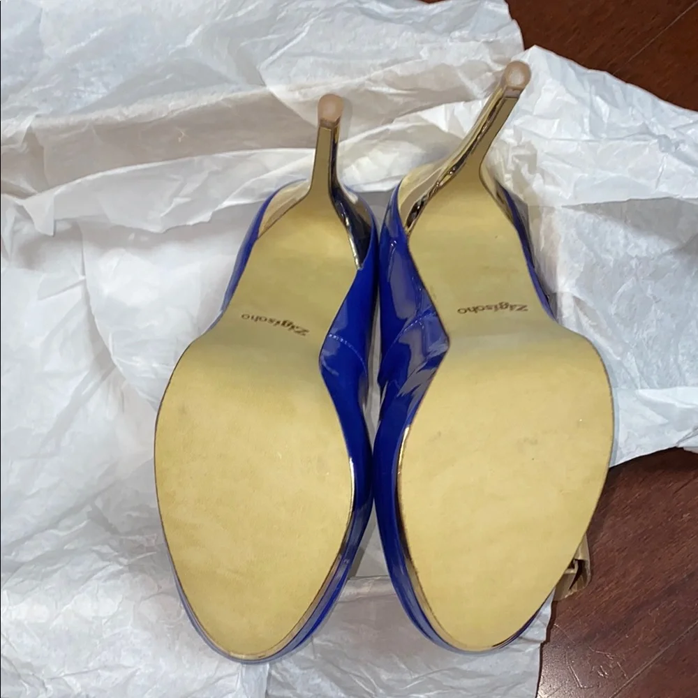 Zigi soho Blue and Gold Platform Heels - Picture 5 of 5